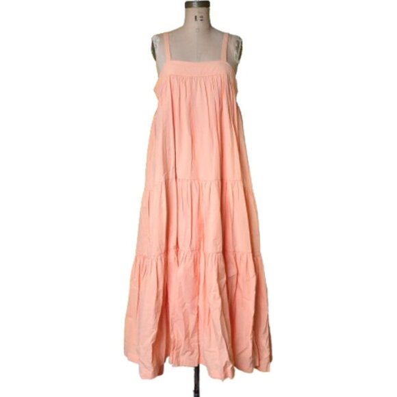 ARAMINTA JAMES Sunset Tiered cotton Dress in Peach L - Picture 2 of 13